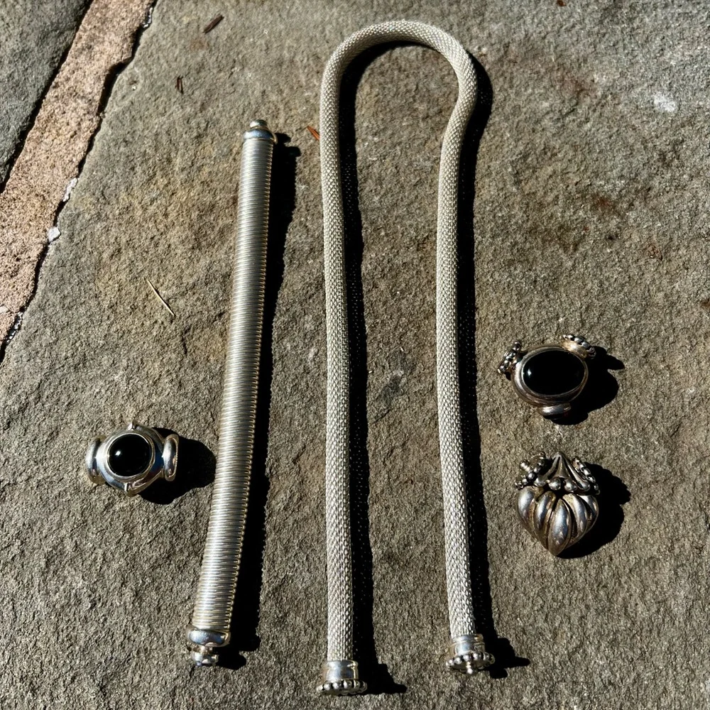Joseph Esposito ESPO Sterling Silver Necklace + Pedants and Bracelet Onyx Amber - Picture 5 of 10